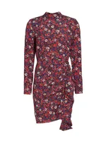 Louella Floral Stretch Silk-Satin Minidress