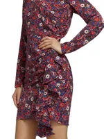 Louella Floral Stretch Silk-Satin Minidress