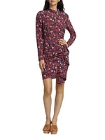 Louella Floral Stretch Silk-Satin Minidress