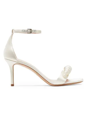 Avaline Faux Pearl-Embellished Satin Sandals