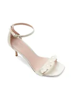 Avaline Faux Pearl-Embellished Satin Sandals