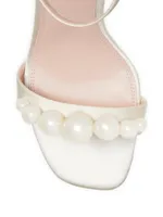 Avaline Faux Pearl-Embellished Satin Sandals