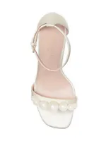 Avaline Faux Pearl-Embellished Satin Sandals