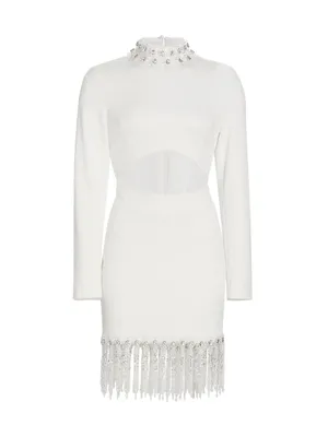 Hand-Beaded High Neck Minidress