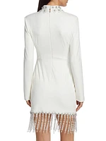 Hand-Beaded High Neck Minidress