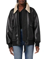 Oversized Leather Bomber Jacket