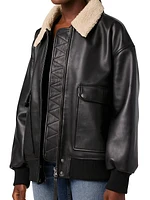 Oversized Leather Bomber Jacket