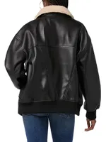 Oversized Leather Bomber Jacket