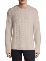 Basket Stitch Crewneck Wool-Cashmere Sweater