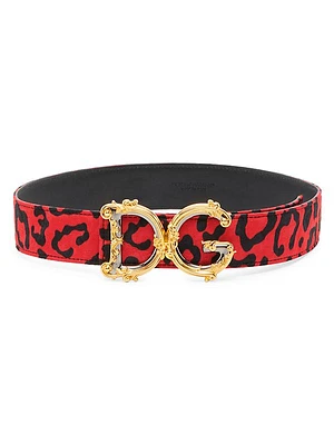 Barocco Logo Leopard-Print Belt