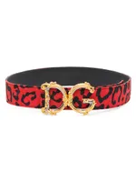 Barocco Logo Leopard-Print Belt