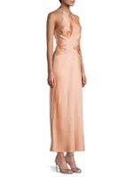 Alix Satin Halter Crossover Midi-Dress