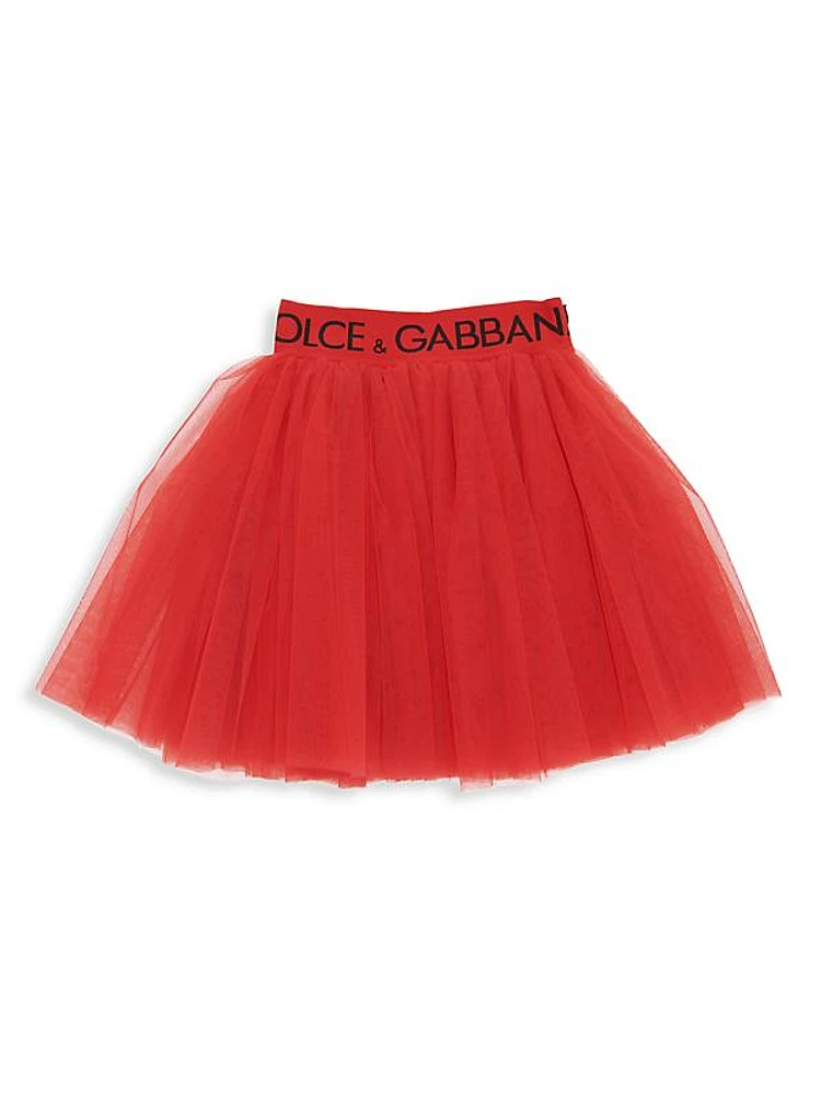 Little Girl's & Girl's Logo Elastic Waistband Tulle Skirt