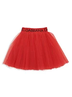 Little Girl's & Girl's Logo Elastic Waistband Tulle Skirt