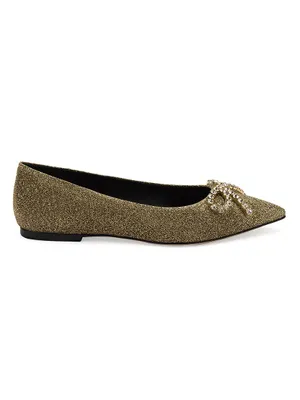 Lee Crystal-Embellished Lurex Flats