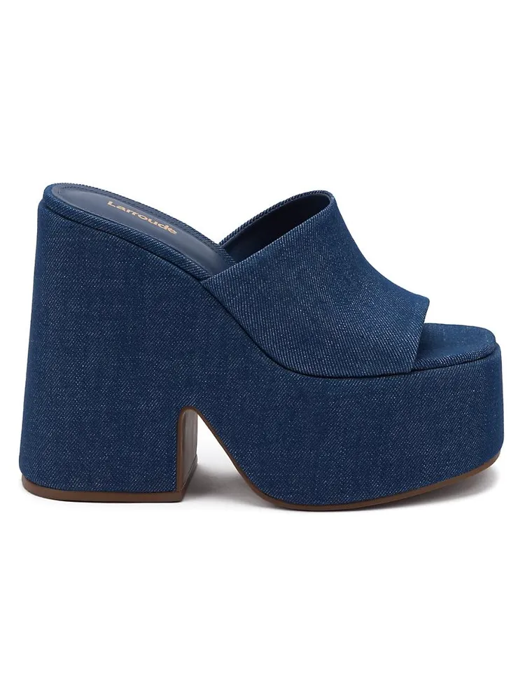 Wanda Denim Platform Mules