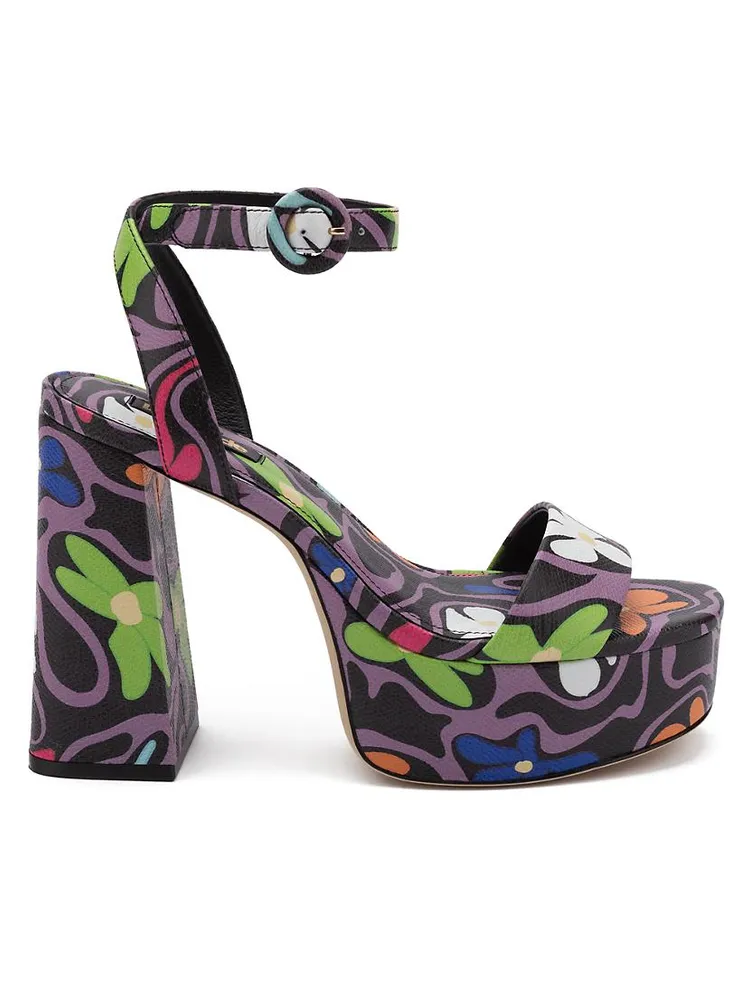 Dolly Floral Patent Leather Platform Sandals