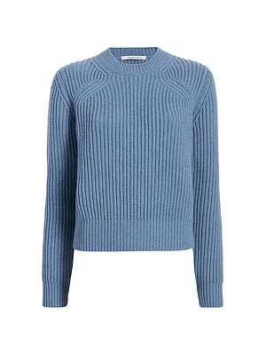 Cashmere-Wool Rib-Knit Sweater