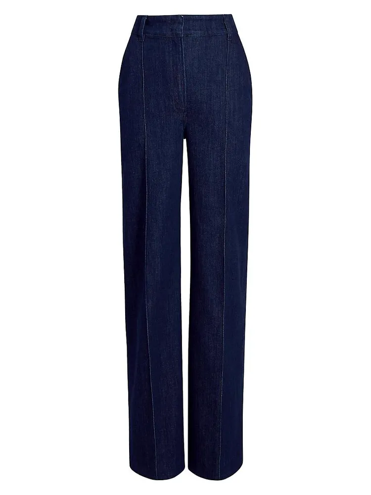 High-Waisted Denim Trousers