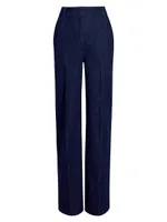 High-Waisted Denim Trousers