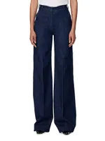 High-Waisted Denim Trousers