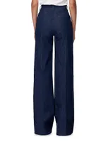 High-Waisted Denim Trousers