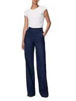 High-Waisted Denim Trousers