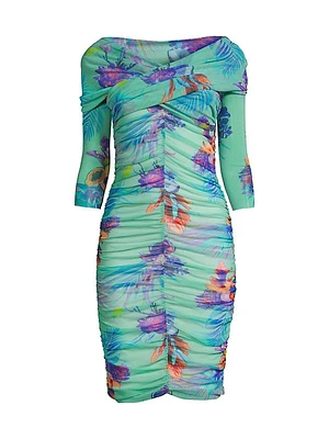 Tropical Ruched Minidress