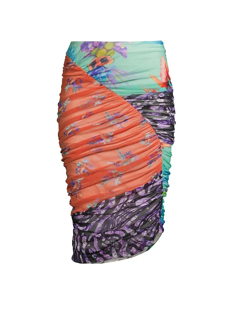 Ruched Patchwork Skirt