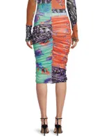 Ruched Patchwork Skirt