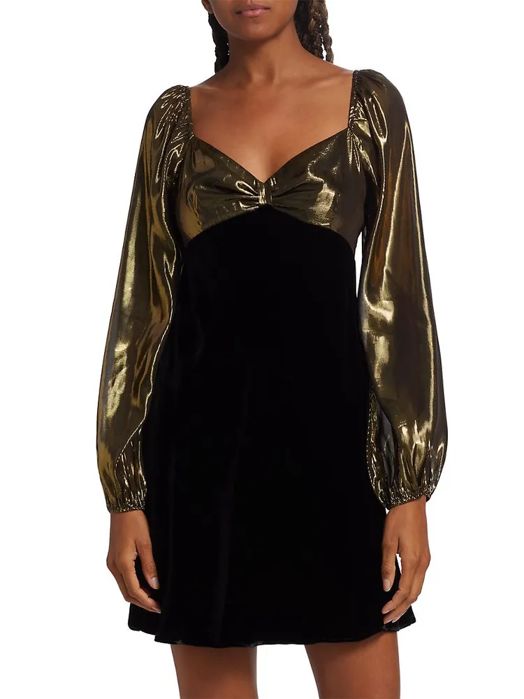 Paris Metallic & Velvet Cocktail Dress