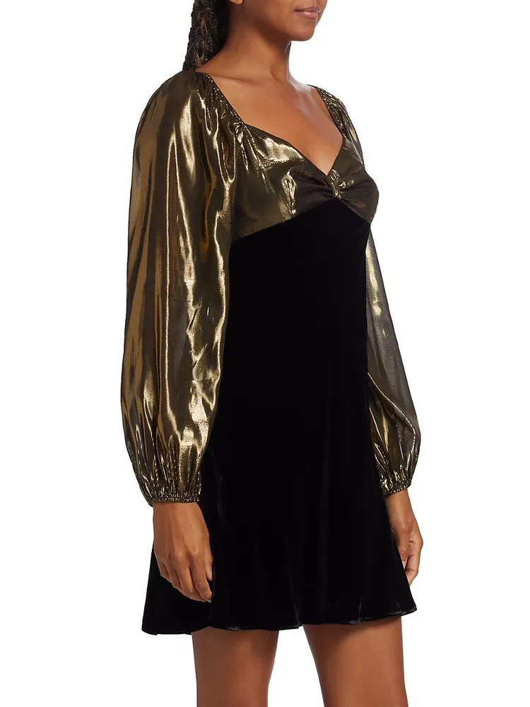 Paris Metallic & Velvet Cocktail Dress