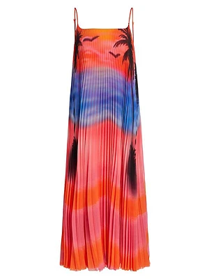 Pleated Sunset Midi-Dress