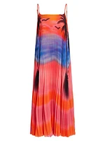 Pleated Sunset Midi-Dress