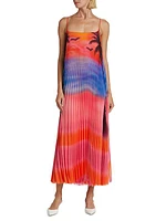 Pleated Sunset Midi-Dress