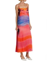 Pleated Sunset Midi-Dress