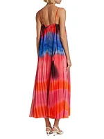 Pleated Sunset Midi-Dress