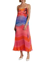 Pleated Sunset Midi-Dress