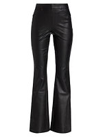 Stretch Faux Leather Flare Pants