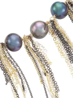 Sterling Silver & Freshwater Pearl Fringe Necklace