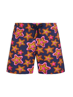 Little Boy's & Boy's Star Print Swim Trunks