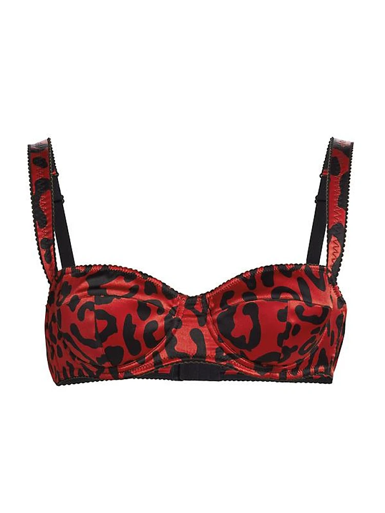 Leopard-Print Silk Demi Bra