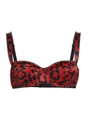 Leopard-Print Silk Demi Bra