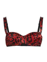 Leopard-Print Silk Demi Bra