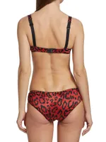 Leopard-Print Silk Demi Bra