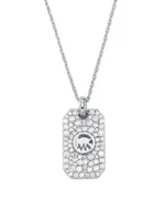 Premium Sterling Silver Cubic Zirconia Dog Tag Necklace