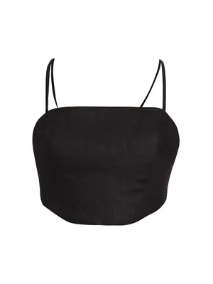 Helena Open-Back Linen Crop Top