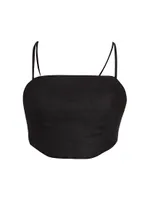 Helena Open-Back Linen Crop Top