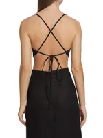 Helena Open-Back Linen Crop Top