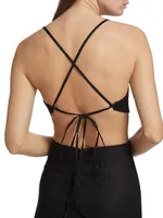 Helena Open-Back Linen Crop Top